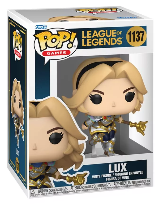 Funko Pop! Lux vinyl figura a League of Legendsből az eredeti csomagolásában.