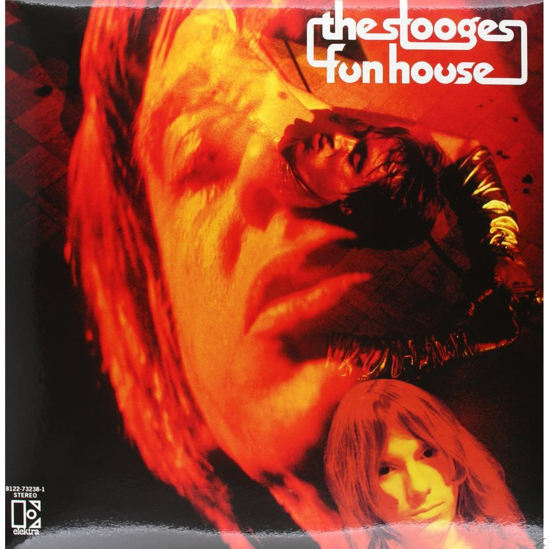 The Stooges Fun House album borító: Arcok közeli képe vörös-narancs színekben.
