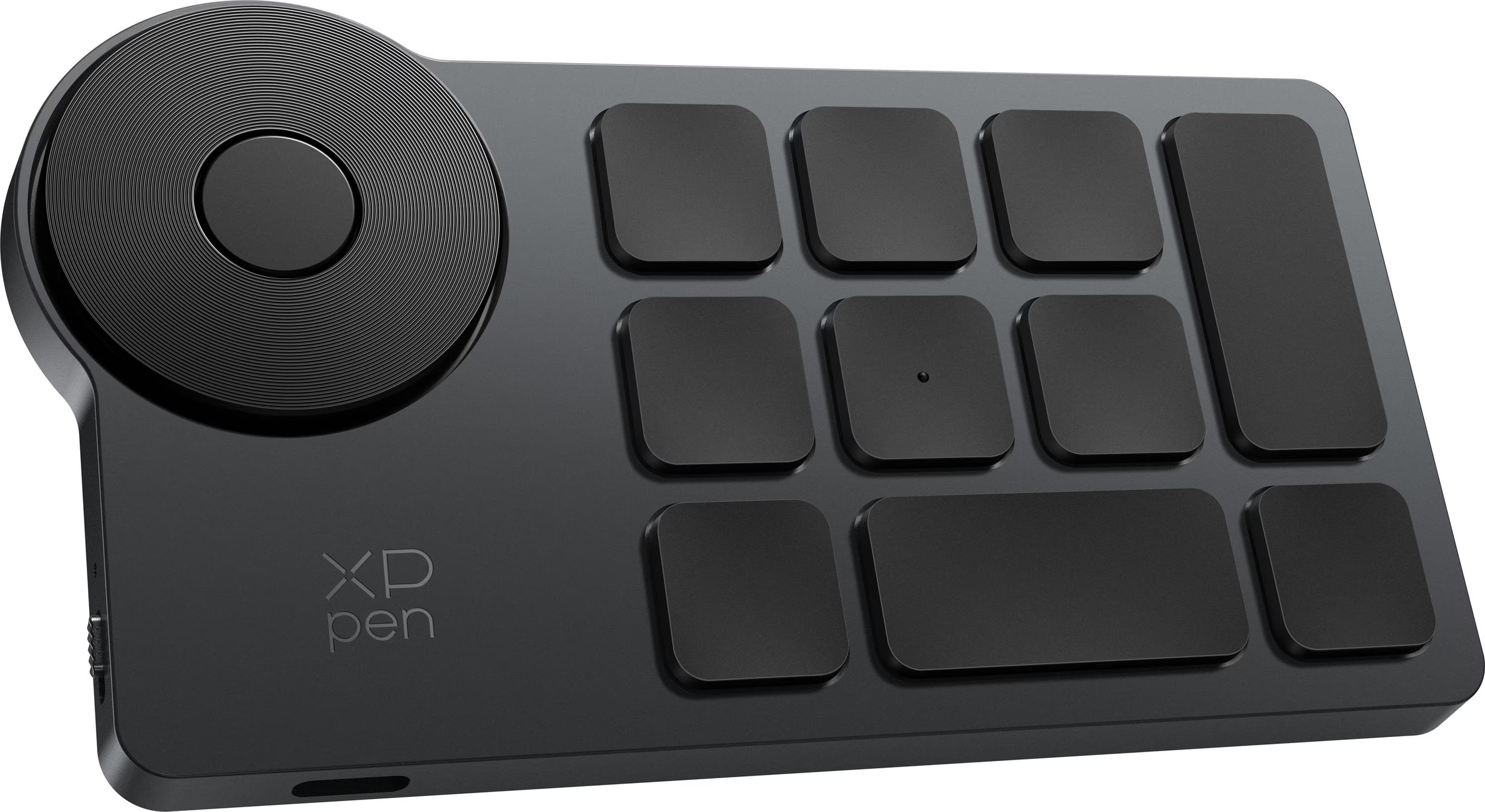 Dispositivo di input nero con quadrante circolare e molti pulsanti.