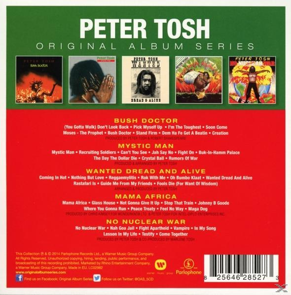 Peter Tosh Eredeti Album Sorozat 5 lemezborítóval: Bush Doctor, Mystic Man, Wanted Dread and Alive.
