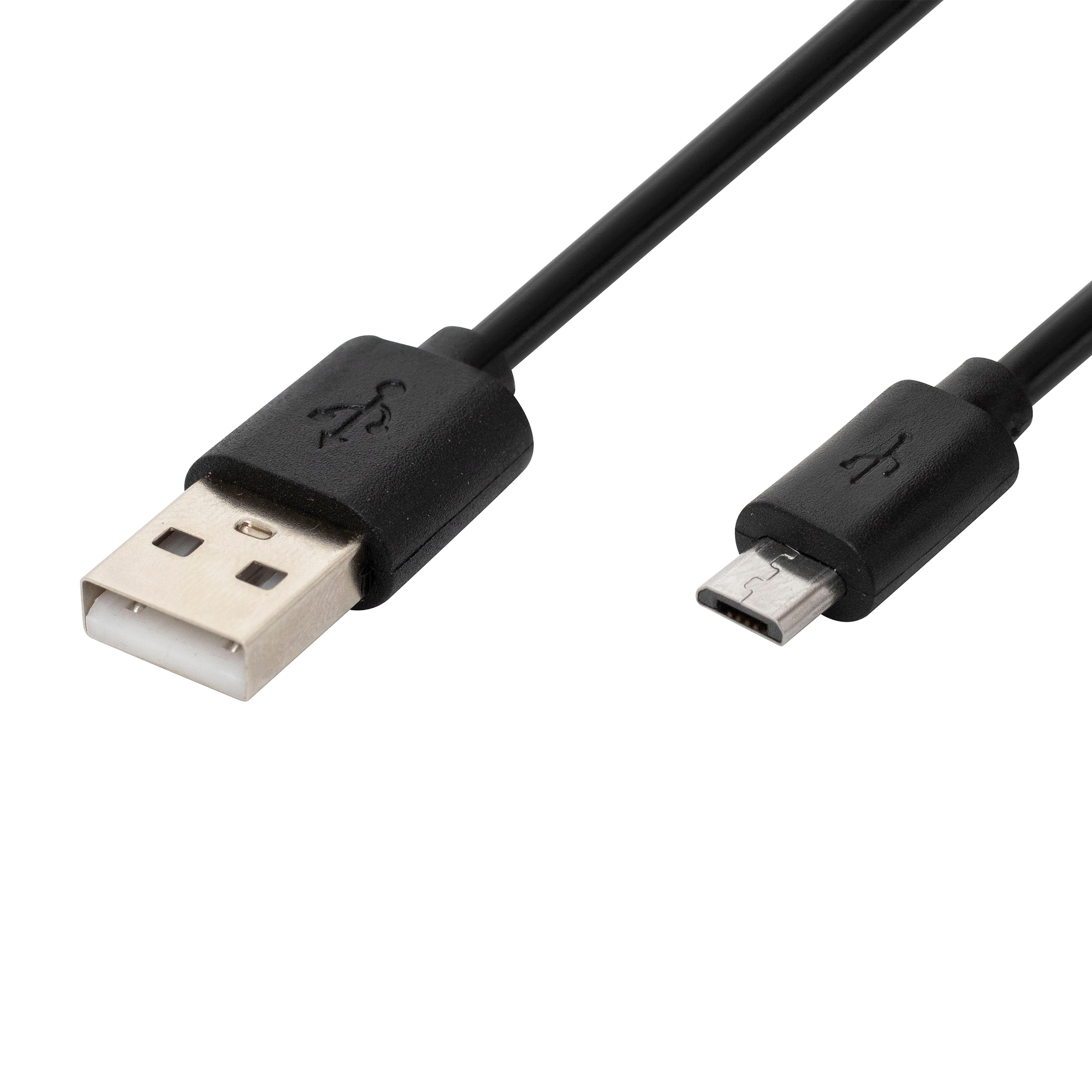Fekete USB kábel USB-A és Micro-USB csatlakozókkal.