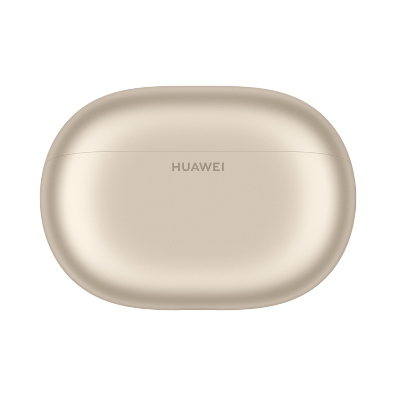 Arany ovális Huawei fülhallgató tok logóval.