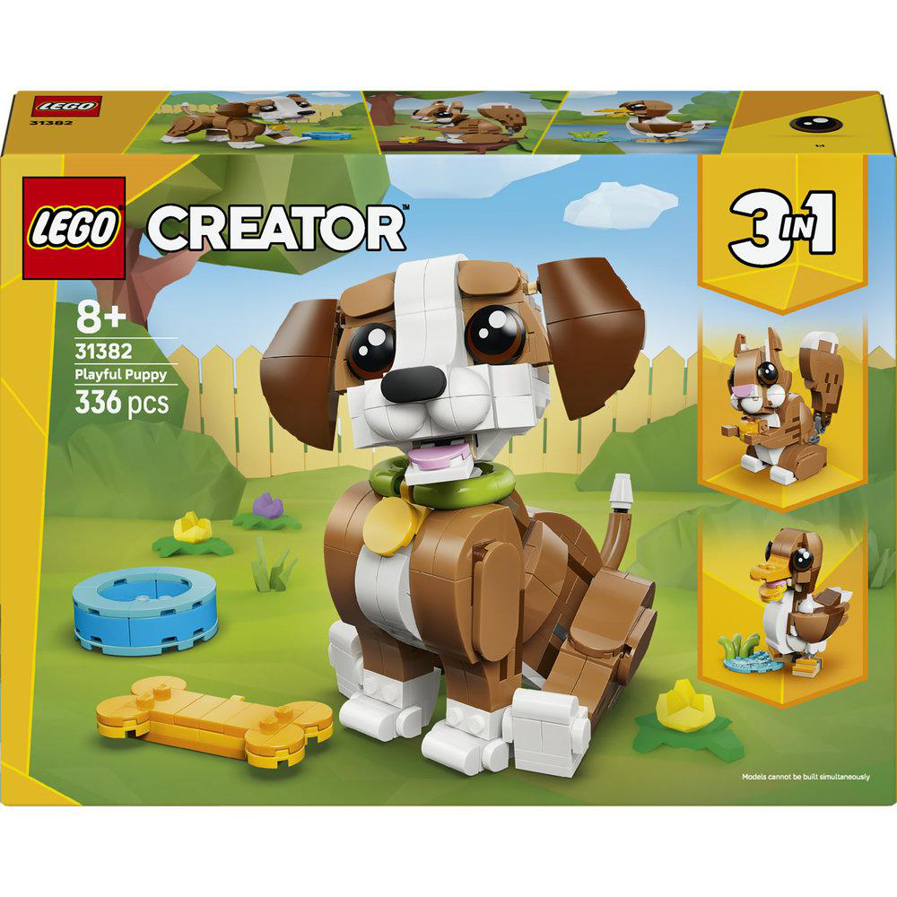 LEGO Creator Spielzeug: Brauner Hund, Eichhörnchen und Ente.