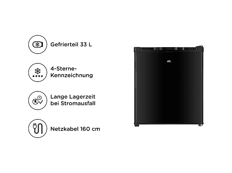 OK. OFZ 061 D B Gefrierschank (D, 33 l, 515 mm hoch)