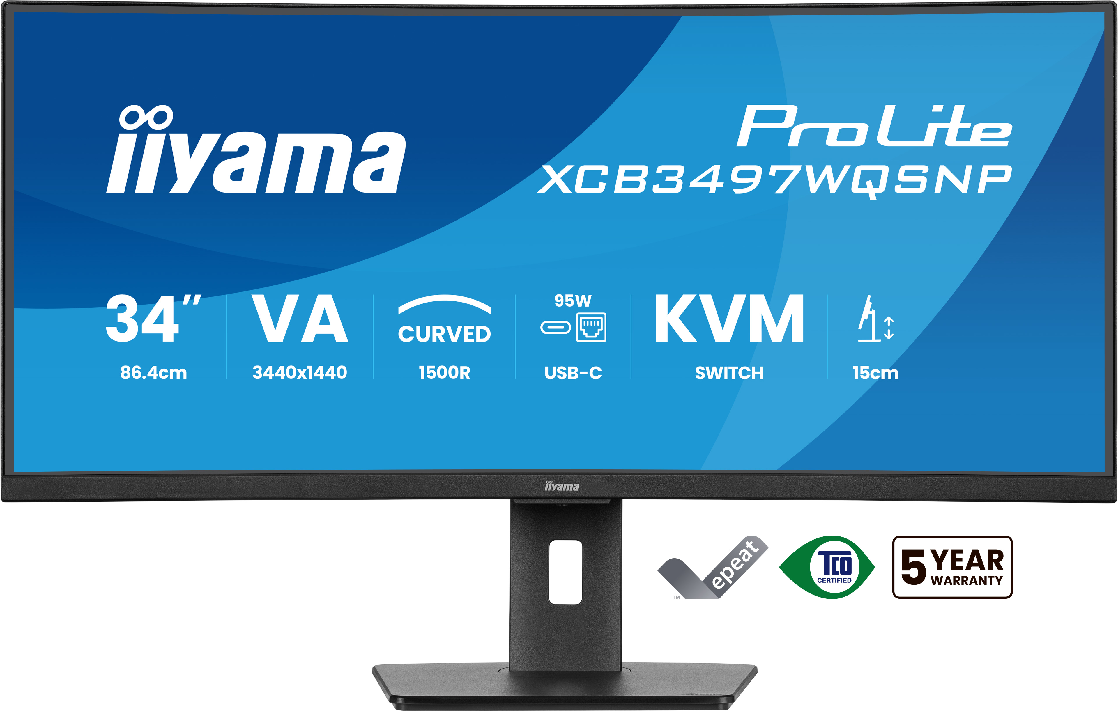 Zakrzywiony monitor 34-calowy z panelem VA, rozdzielczością 3440x1440 i USB-C.