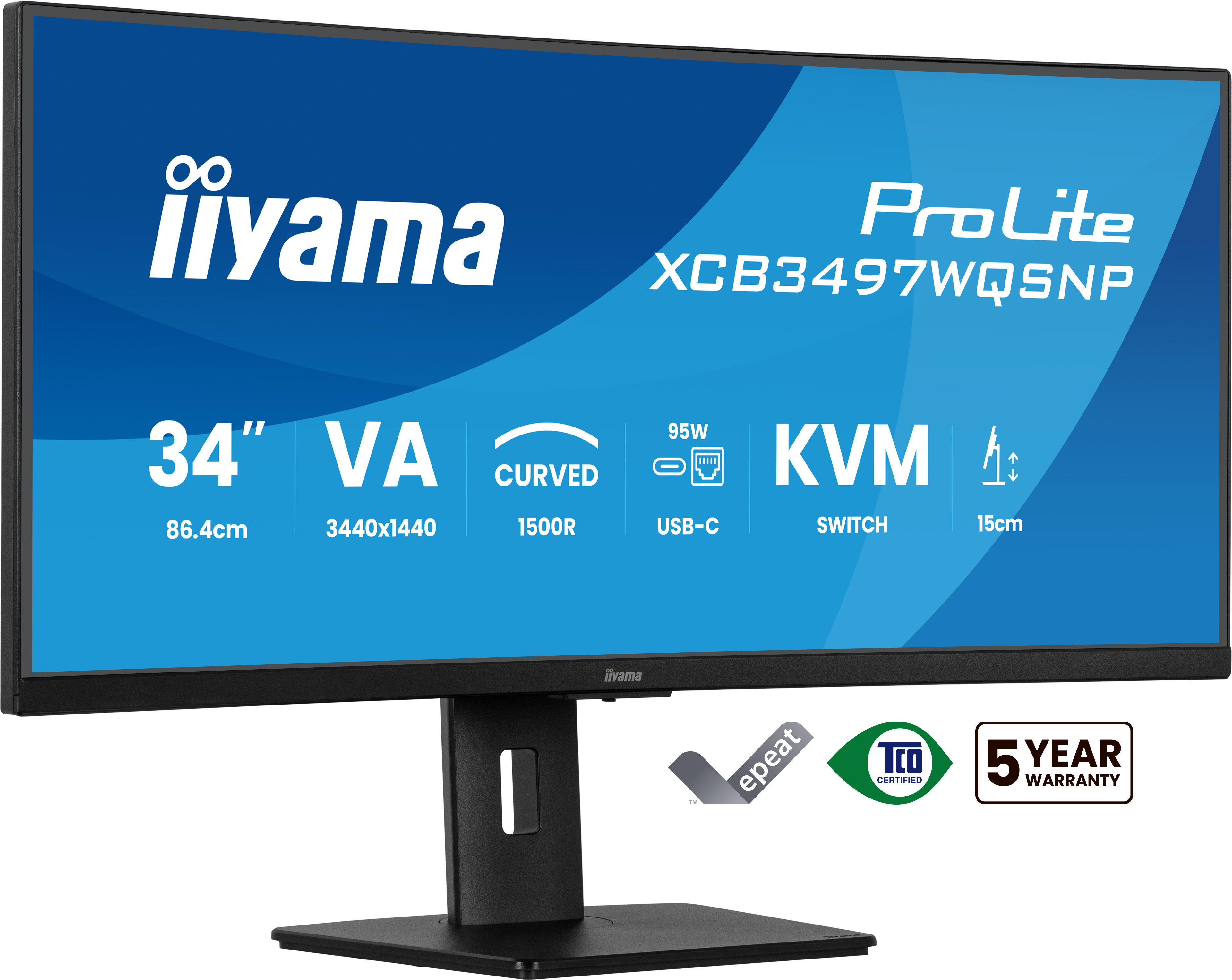 Zakrzywiony monitor Iiyama 34 cale VA, rozdzielczość 3440x1440.
