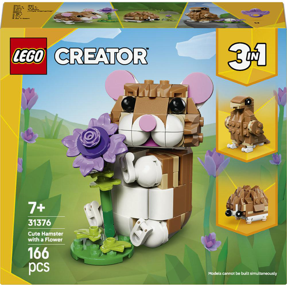 LEGO Creator Baukasten: Ein Hamster mit Blume, Vogel und Igel.