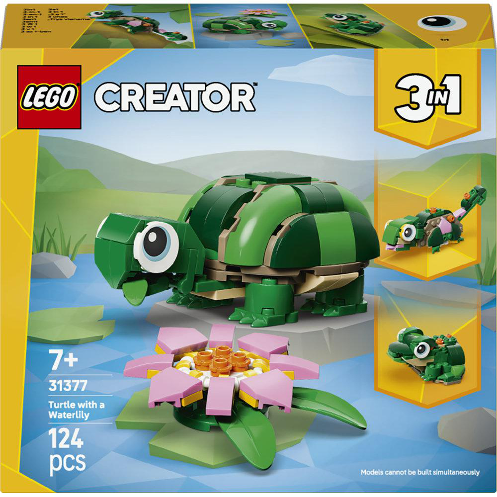 LEGO Creator Schildkröte mit Seerose, 124 Teile, baubar als Schildkröte, Echse oder Frosch.