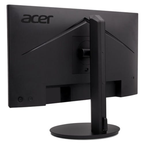 Back view of a black Acer monitor with a round base and cable management.