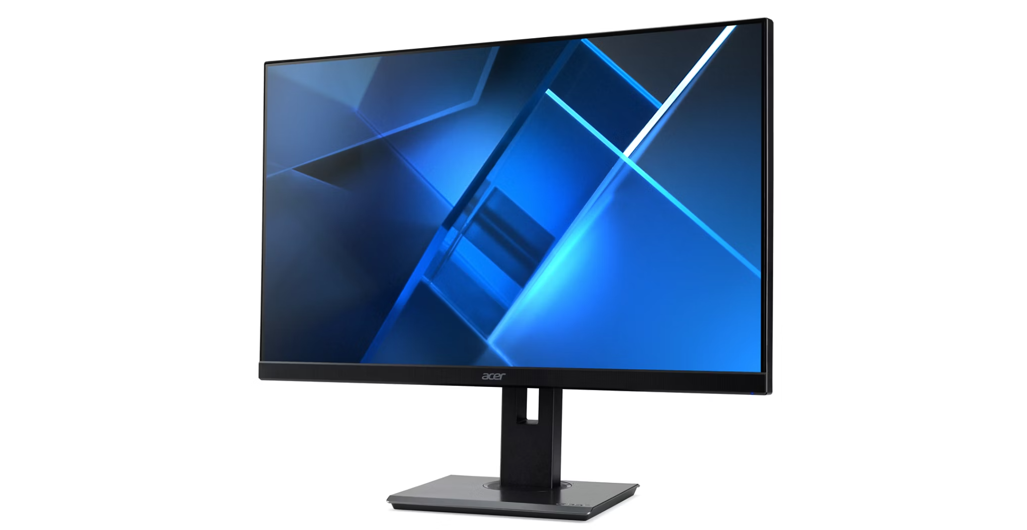 An Acer monitor displaying an abstract blue background.