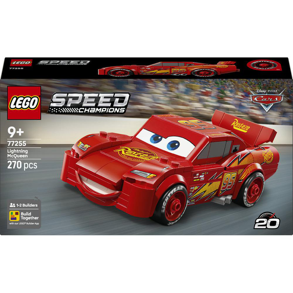 LEGO Lightning McQueen Bausatz mit 270 Teilen, empfohlen ab 9 Jahren.