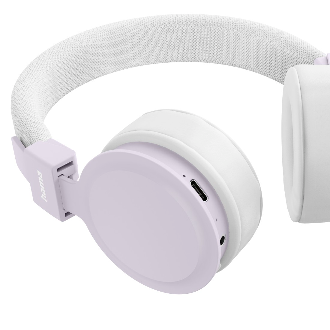 Fehér és lila Hama fejhallgató USB-C porttal.