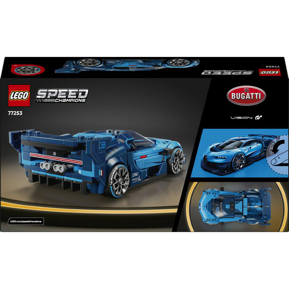 Ein blauer LEGO Bugatti Chiron Supersport 300+ Rennwagen-Bausatz.