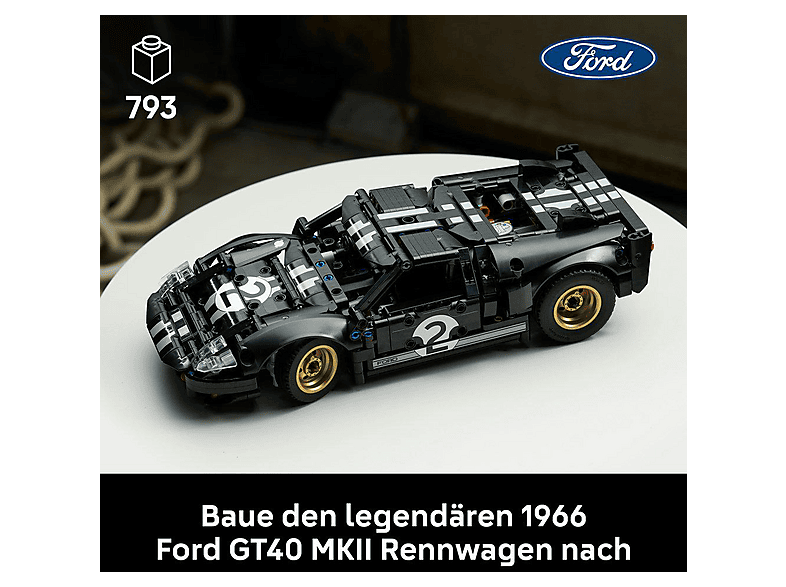Lego Technic 42223 1966 Ford GT40 MKII Rennwagen Bausatz, Schwarz — Foto 2 von 5