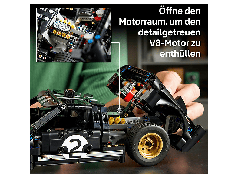 Lego Technic 42223 1966 Ford GT40 MKII Rennwagen Bausatz, Schwarz — Foto 4 von 5