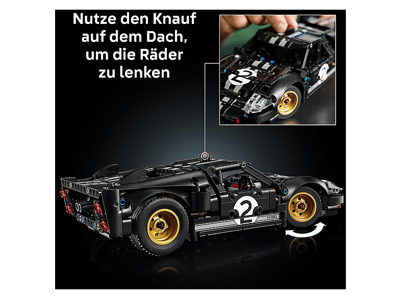 Lego Technic 42223 1966 Ford GT40 MKII Rennwagen Bausatz, Schwarz — Foto 5 von 5