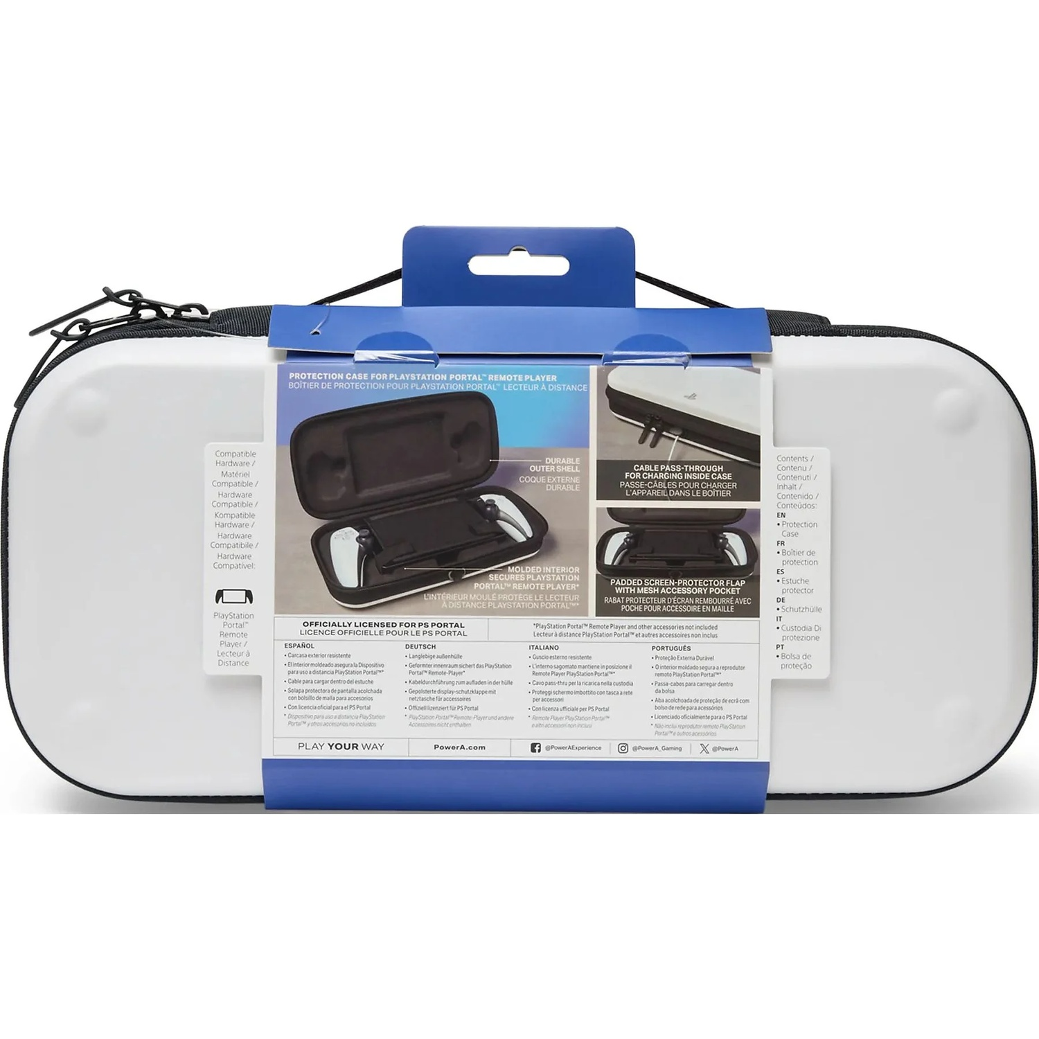 Black case for PlayStation Portal with product info and images.