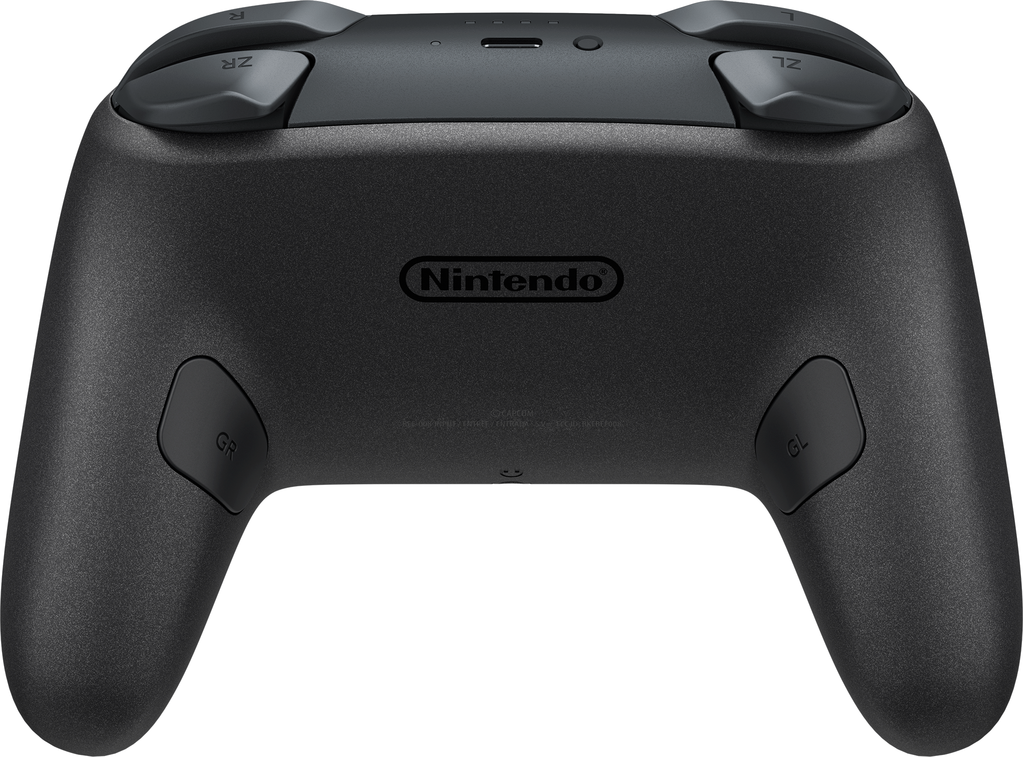 ZR, ZL, GR ve GL düğmeli siyah Nintendo kontrolcü.