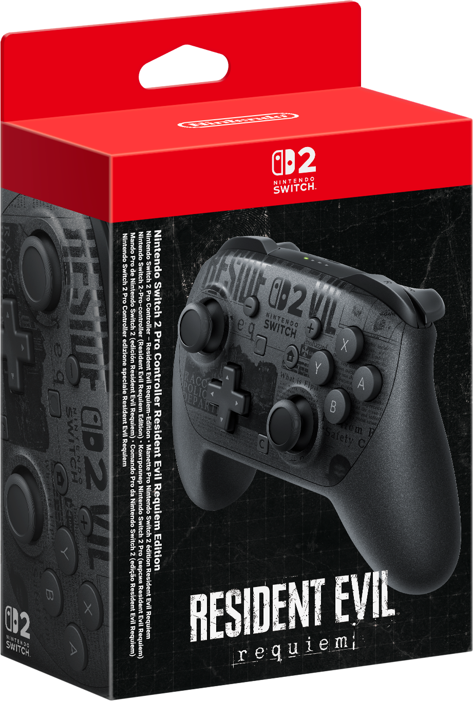 Nintendo Switch Pro Controller ambalajı, Resident Evil Requiem Özel Sürümü.
