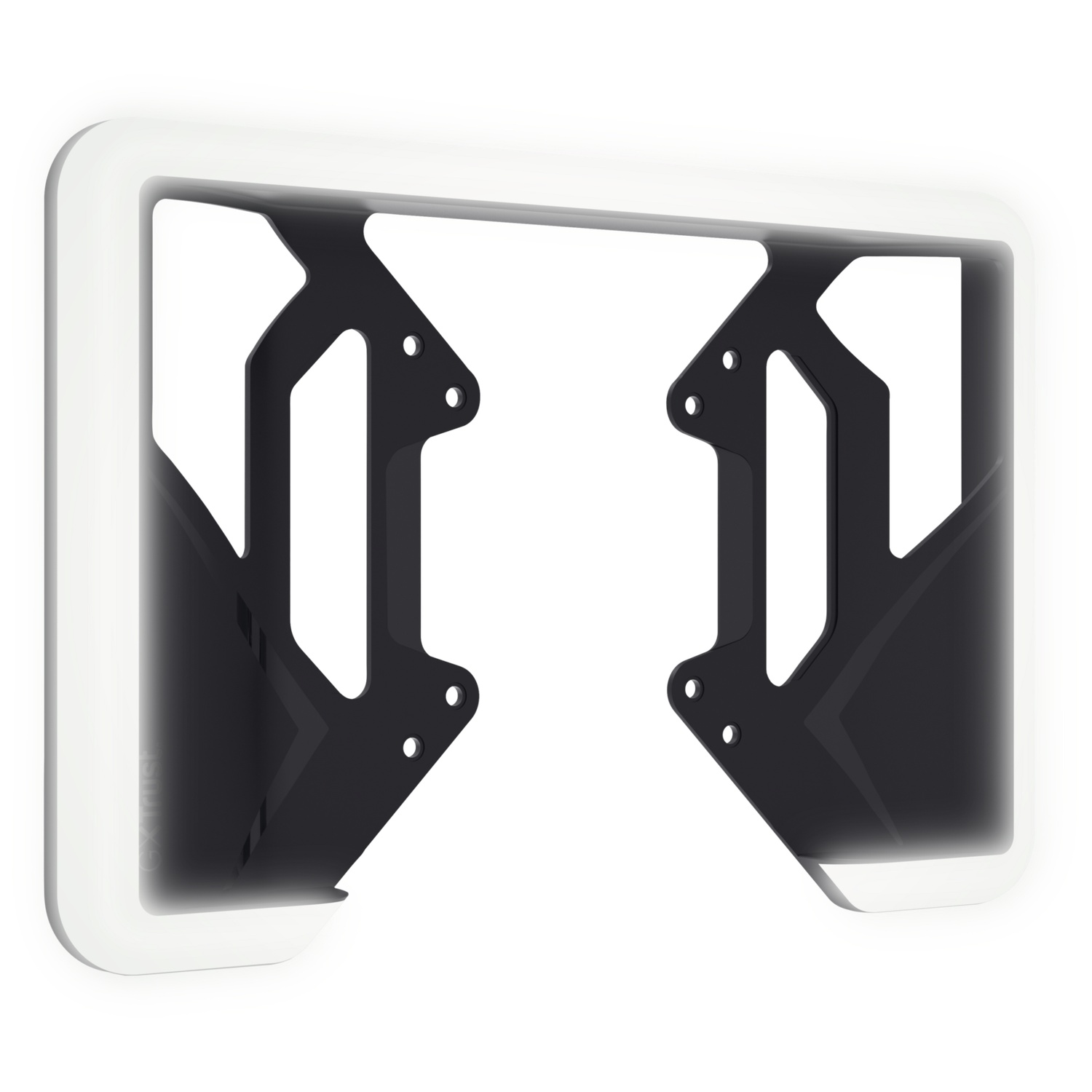A white frame with black brackets facing inwards.