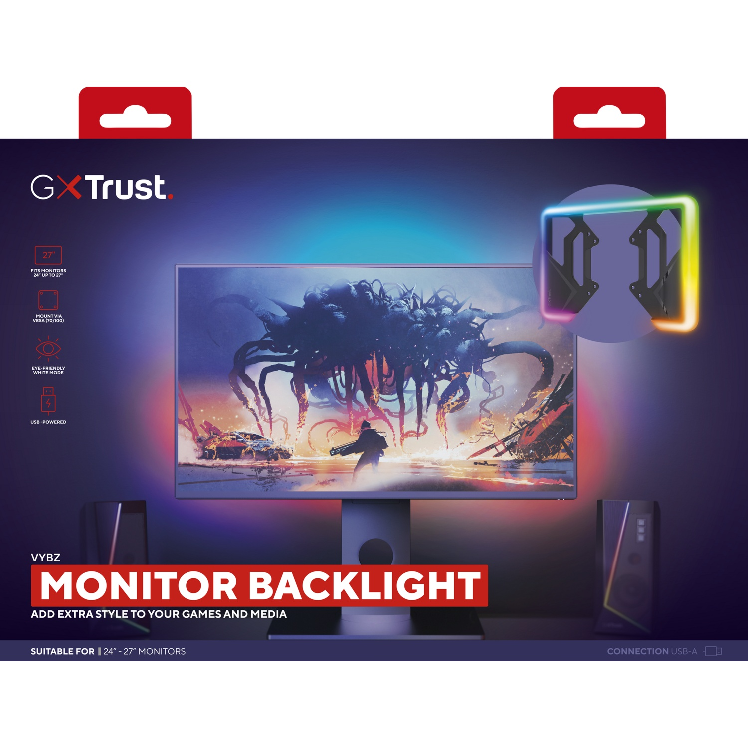 GX Trust Monitor Backlight: RGB strip for 24-27 inch monitors.