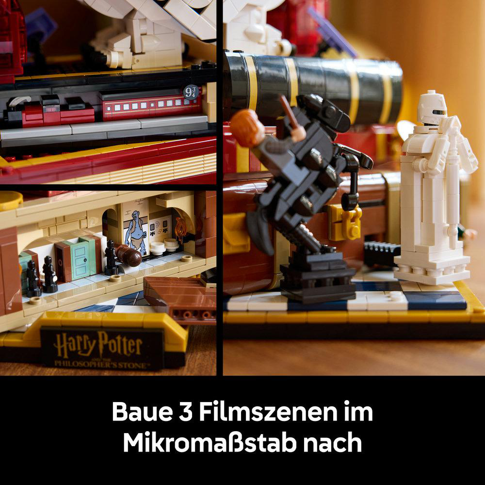 Lego-Nachbau von Harry Potter Szenen: Gleis 9 3/4, Verbotener Wald, Stein der Weisen.