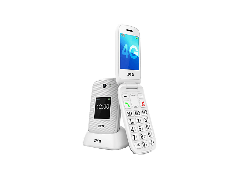 Móvil - SPC Harmony 2, Blanco, 48 MB, 1600 mAh, Doble Pantalla de 2,8" + 1,77", Timbre alto 104dB, Teclas XL, Botón SOS, IP44