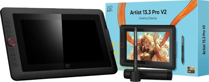 Display da disegno XP Pen Artist 13.3 Pro V2 con stilo e scatola.