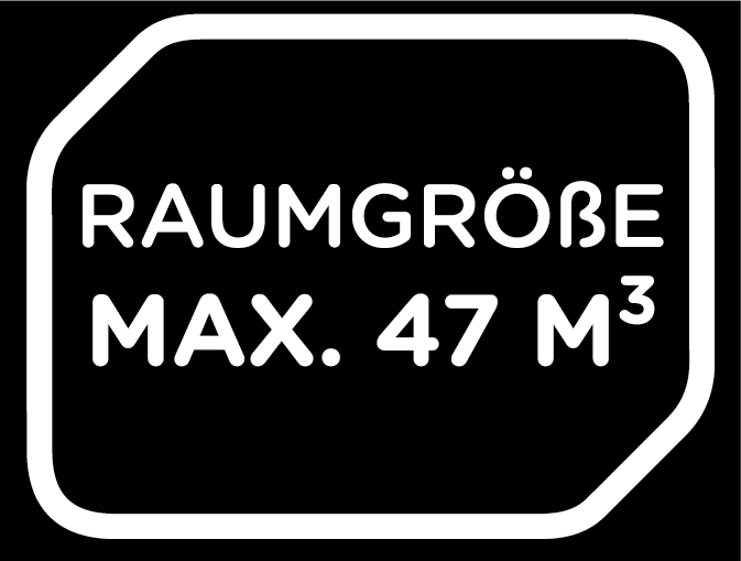 Wielkość pomieszczenia maks. 47 m³.