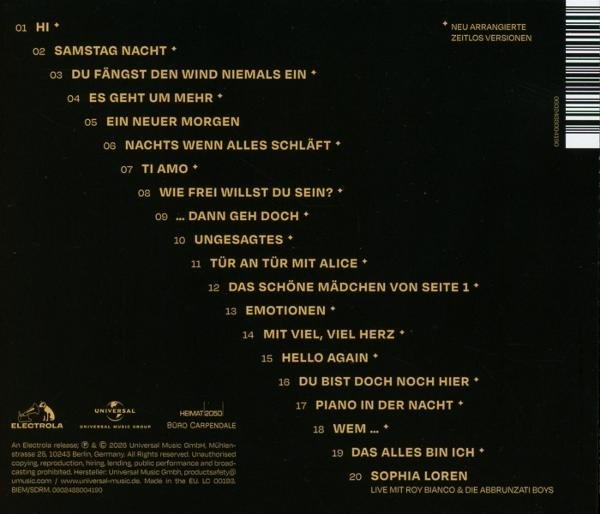 Album-Rückseite mit Songliste, Logos und Copyright-Informationen.