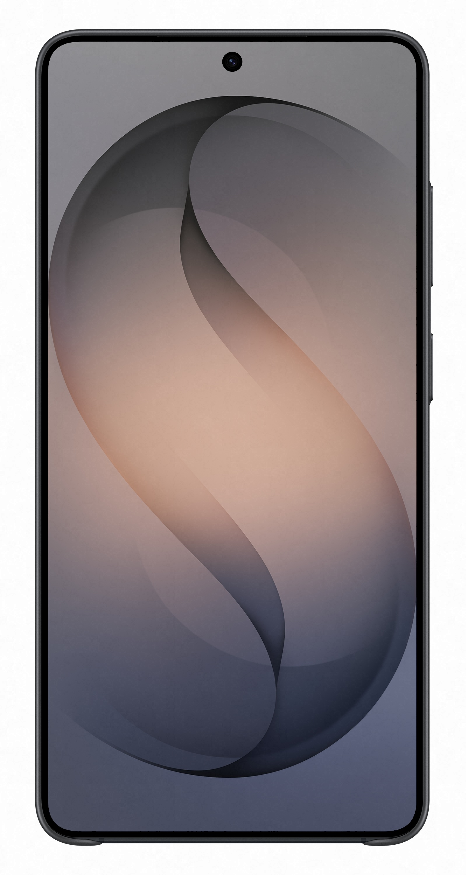 Nowoczesny smartfon z ciemną ramką i abstrakcyjną tapetą.