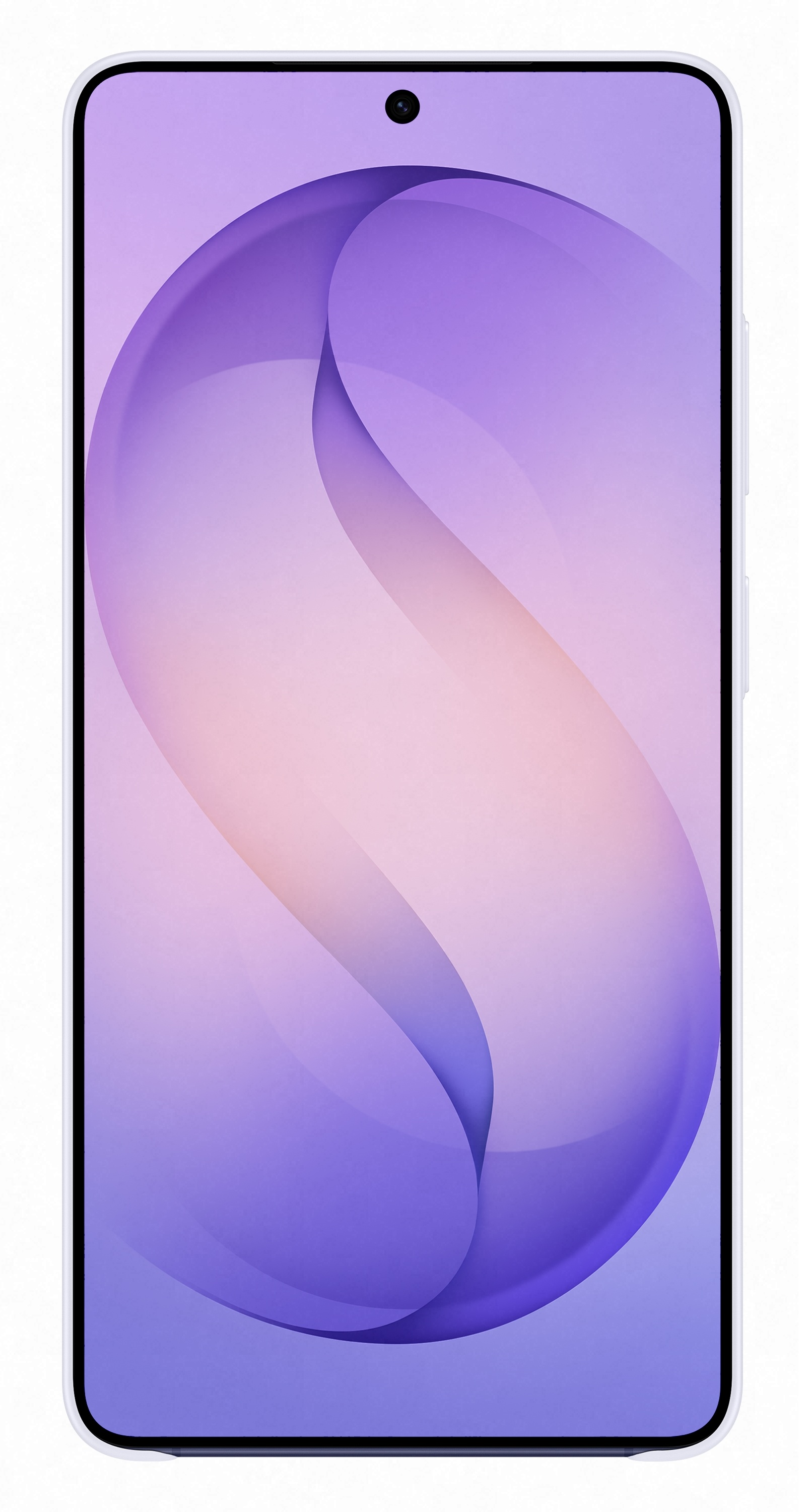 Smartfon z fioletowo-różowym abstrakcyjnym tłem.