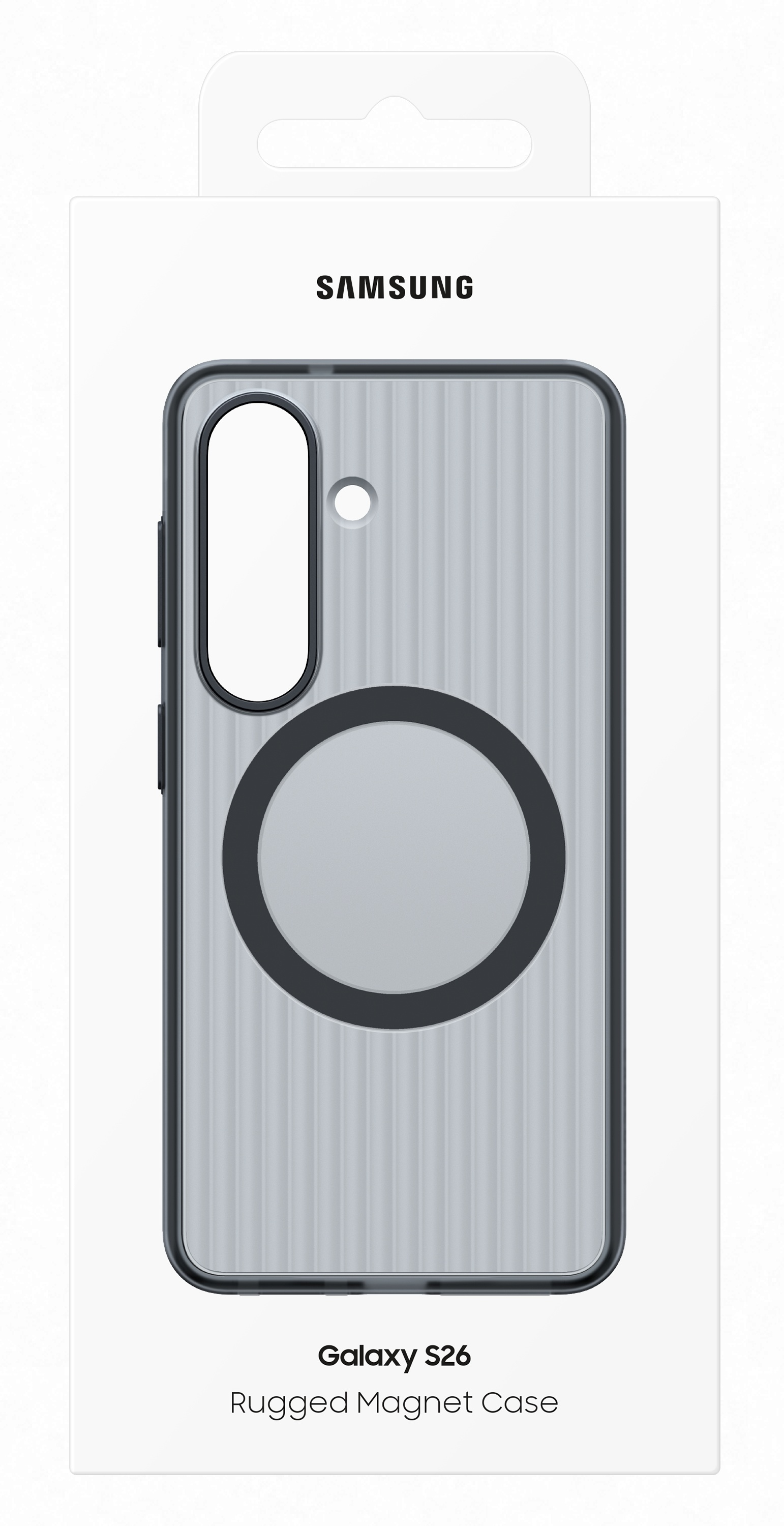 Samsung Galaxy S26 Rugged Magnet Case, szary, prążkowany.