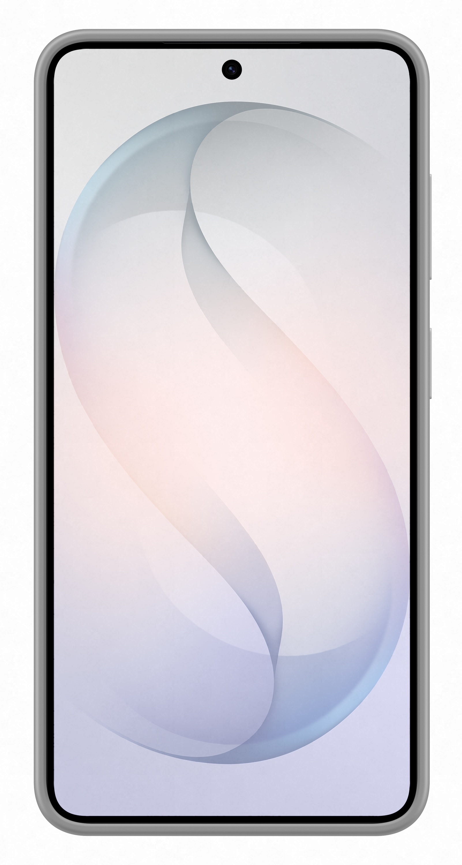 Szary smartfon z abstrakcyjnym, kolorowym tłem na ekranie.