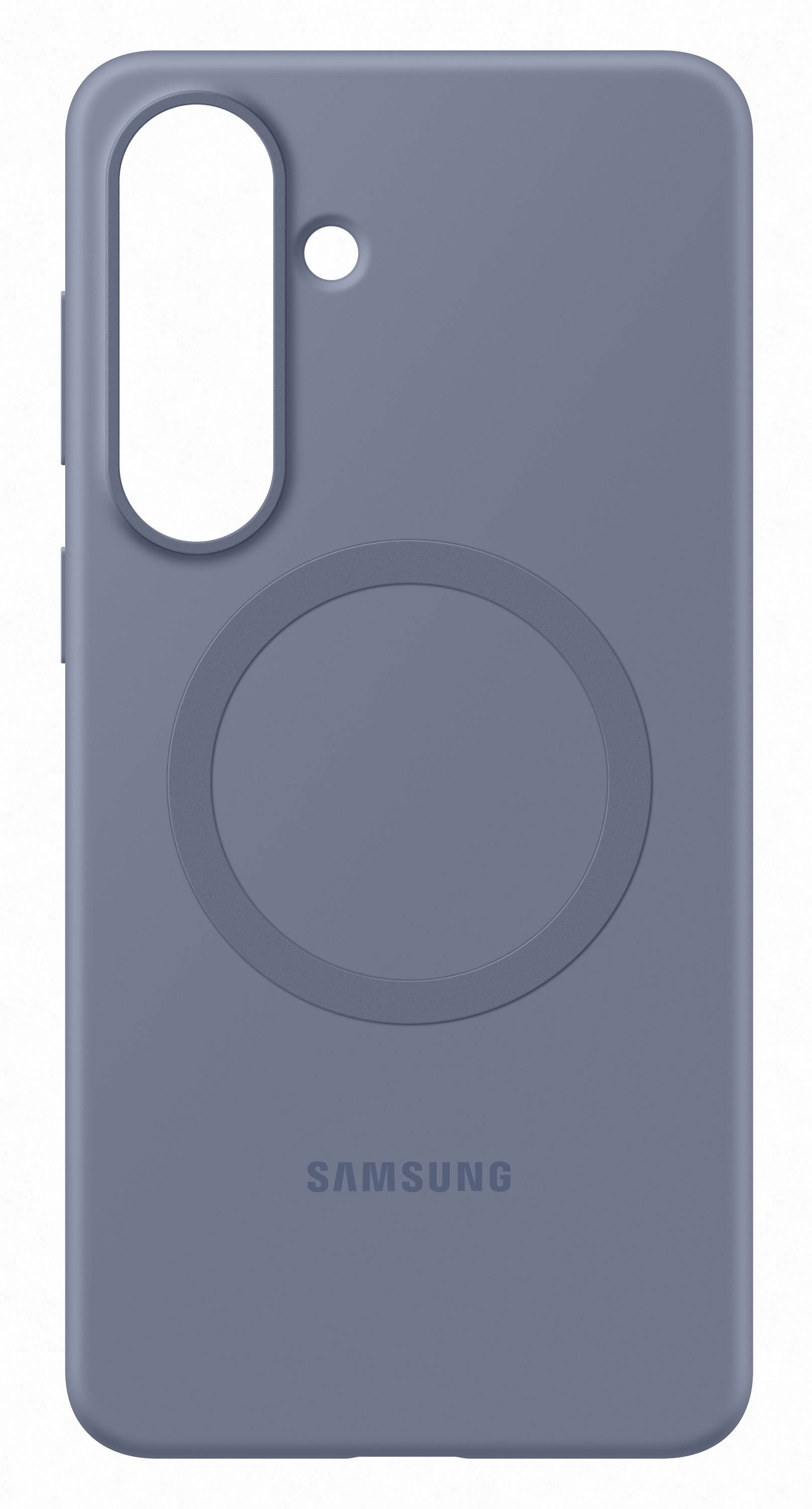 Szara obudowa Samsung z okrągłym wycięciem i logo.