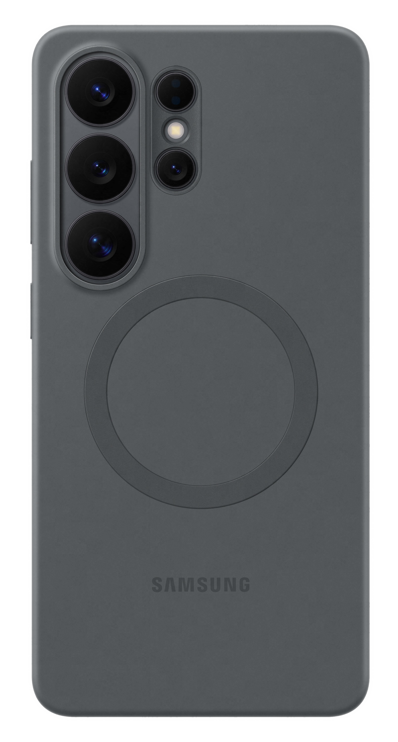 Szara obudowa telefonu z modułem aparatu i logo Samsung.