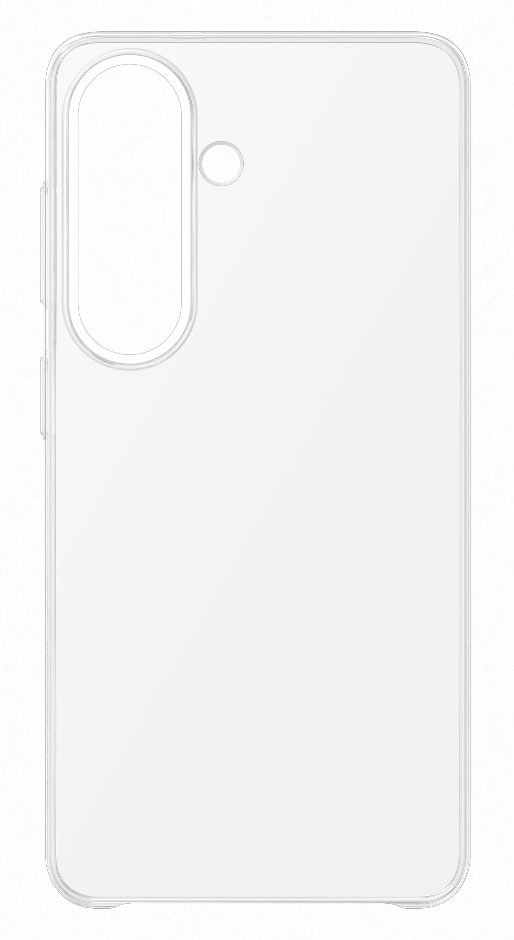 Przezroczyste etui na telefon z wycięciem na aparat i przyciski.