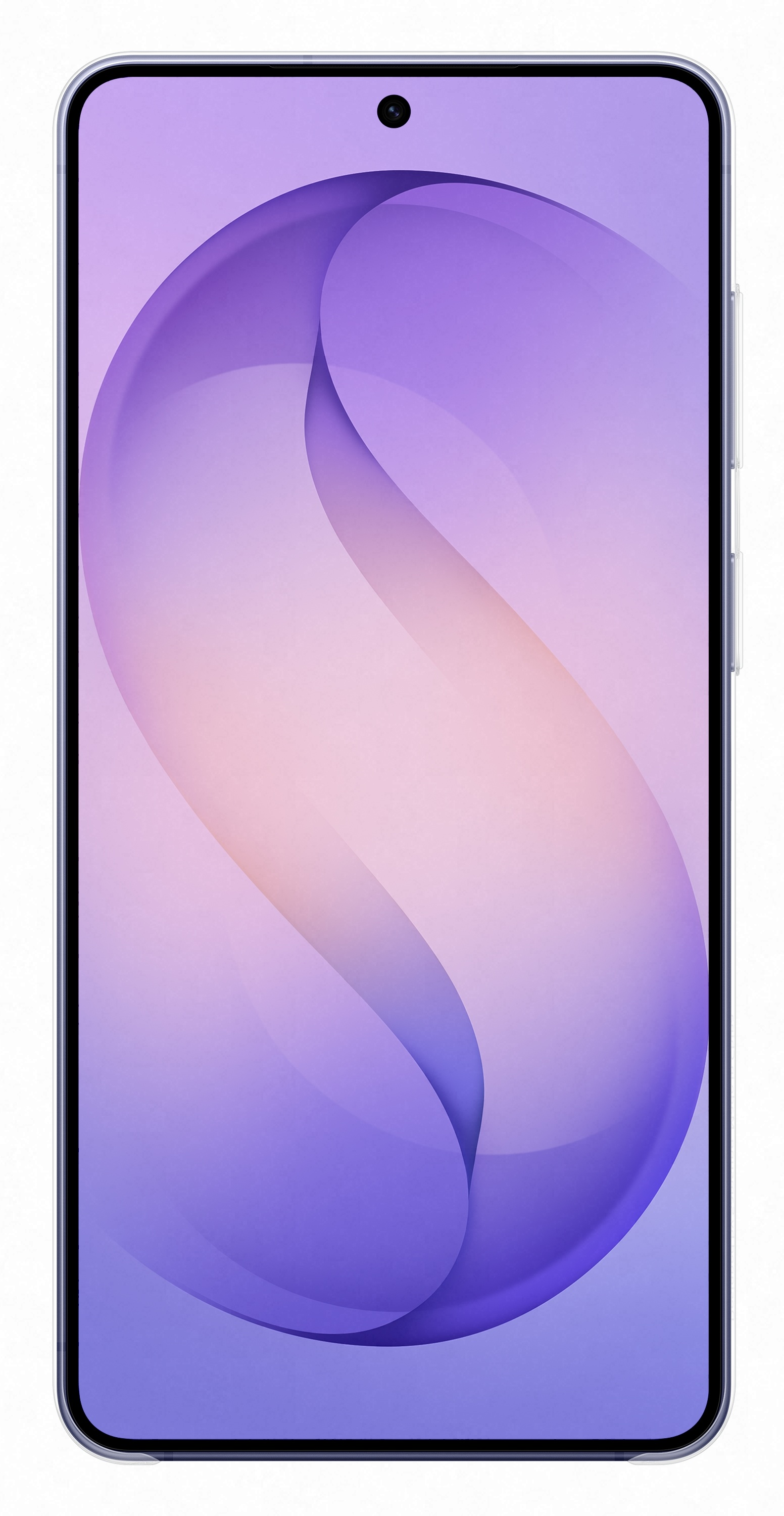 Smartfon wyświetlający gładną, dwukolorową fioletowo-różową tapetę.