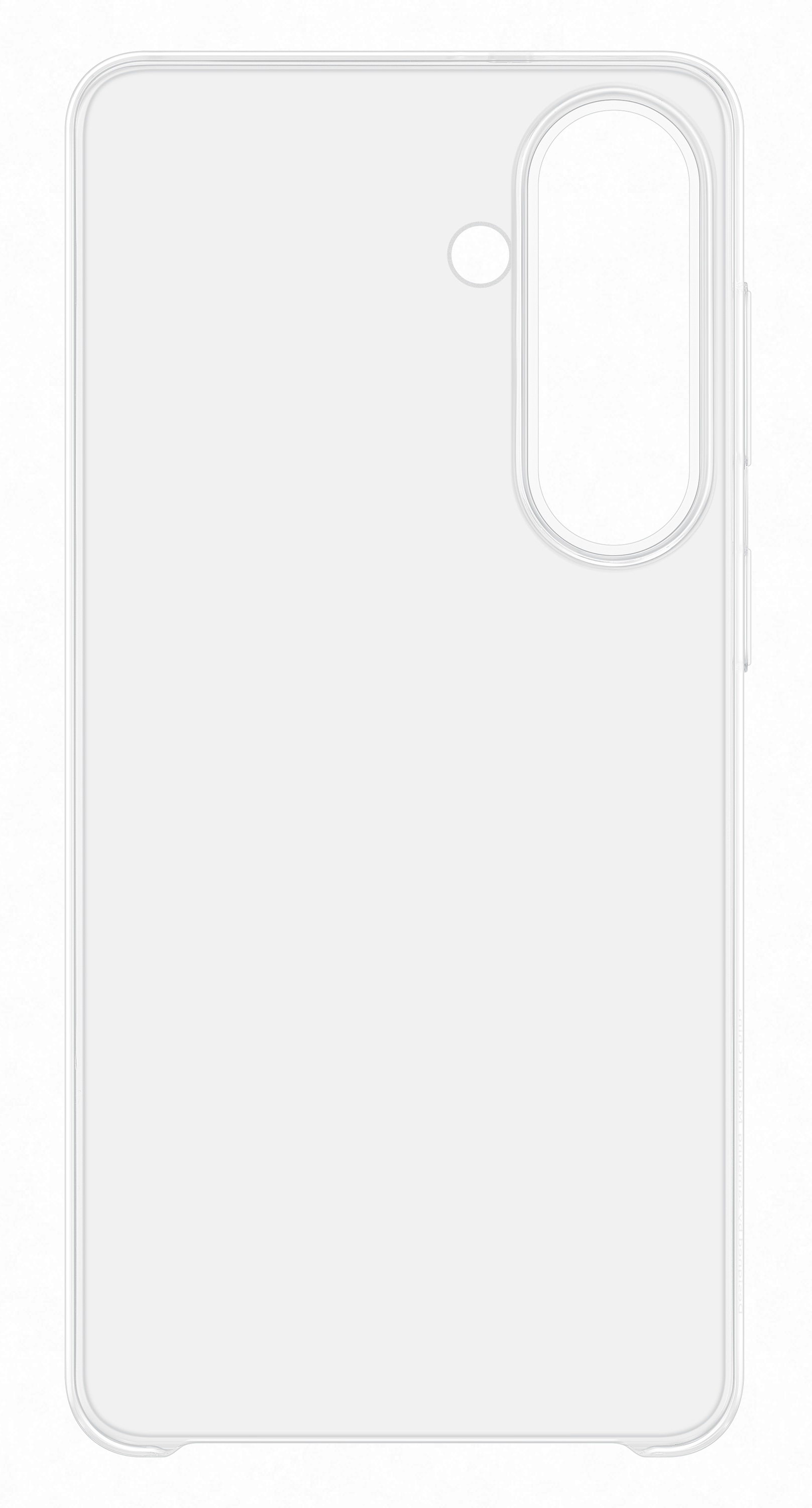 Przezroczyste etui na telefon z wycięciami na aparat i przyciski.