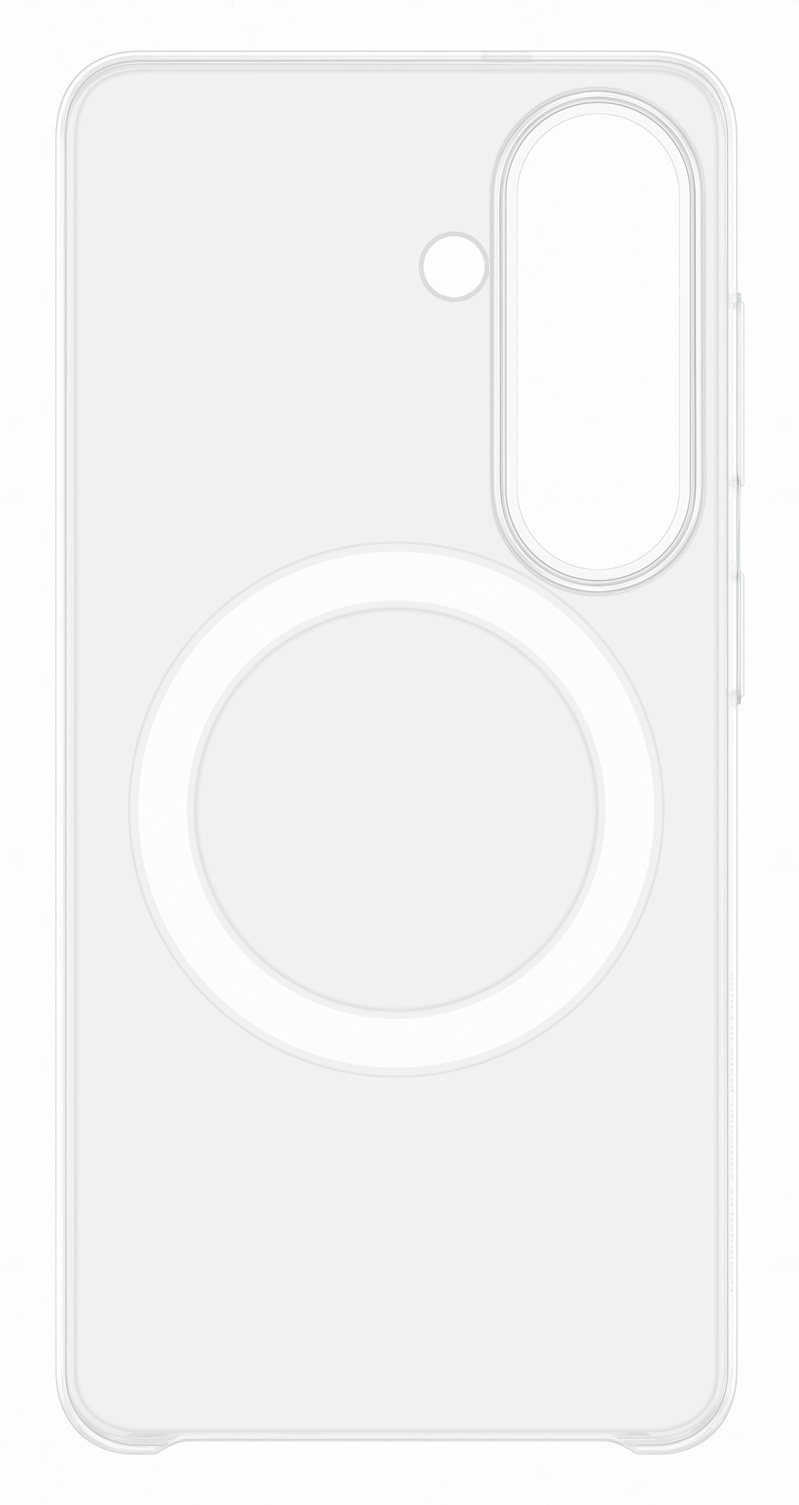 Przezroczyste etui na telefon z modułem kamery i uchwytem pierścieniowym.