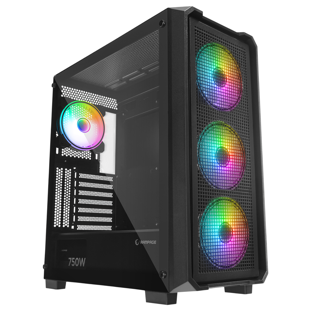 RAMPAGE X-Chain Temper 750W PSU Dahil RGB Fanlı