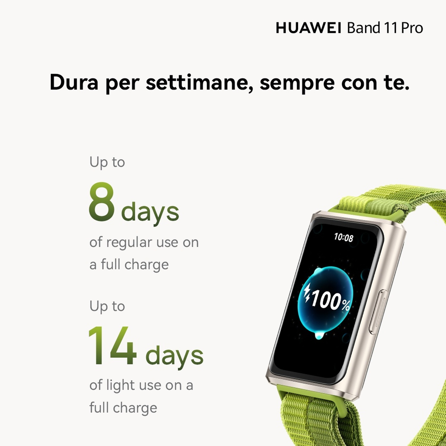 HUAWEI Band 11 Pro: 8 o 14 giorni di batteria e carica al 100%.