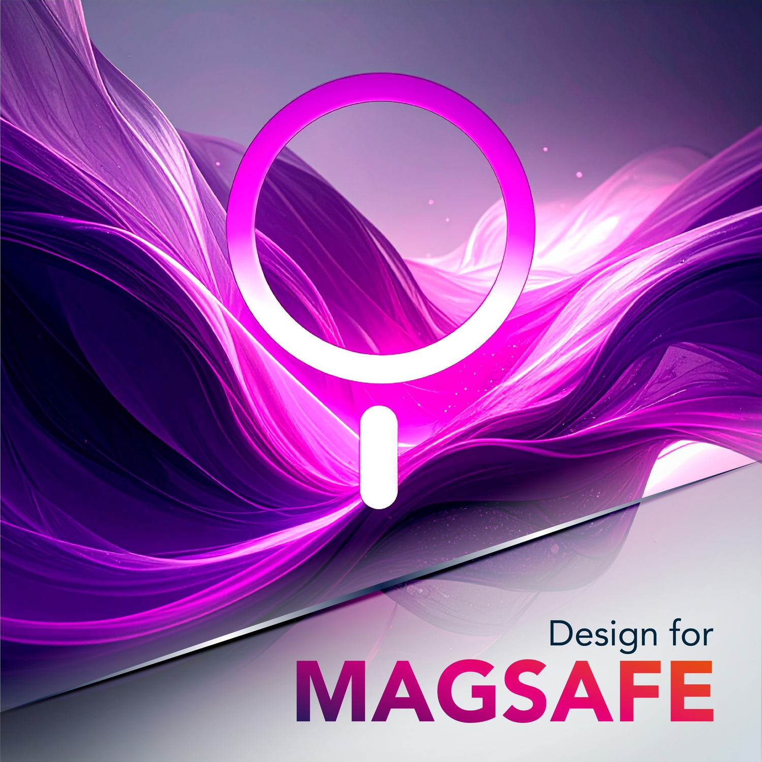 Onde viola con un'icona circolare. Design per MAGSAFE.