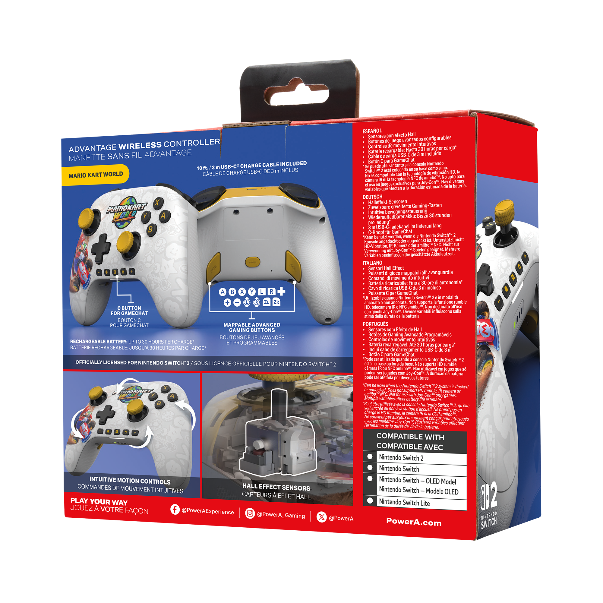 Ein weißer Nintendo Switch Controller mit Mario Kart Design.