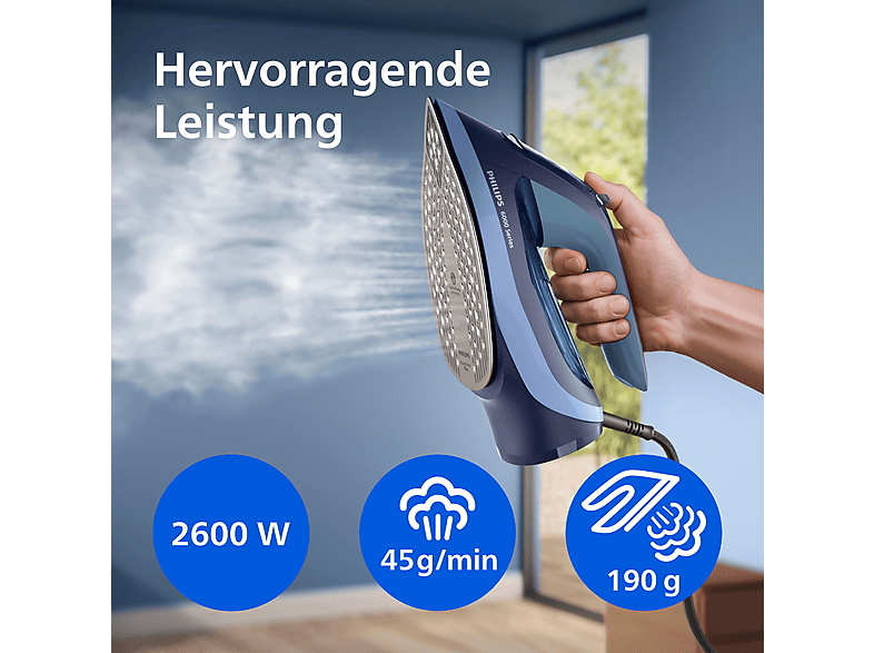 Philips DST6120/20 6000 Series Dampfbügeleisen (2600 Watt, Blau) — Foto 3 von 5
