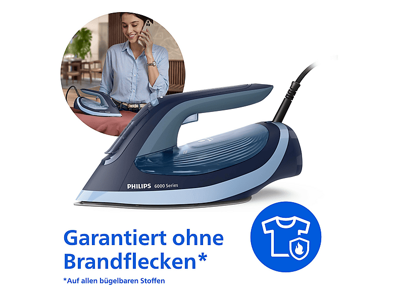 Philips DST6120/20 6000 Series Dampfbügeleisen (2600 Watt, Blau) — Foto 2 von 5