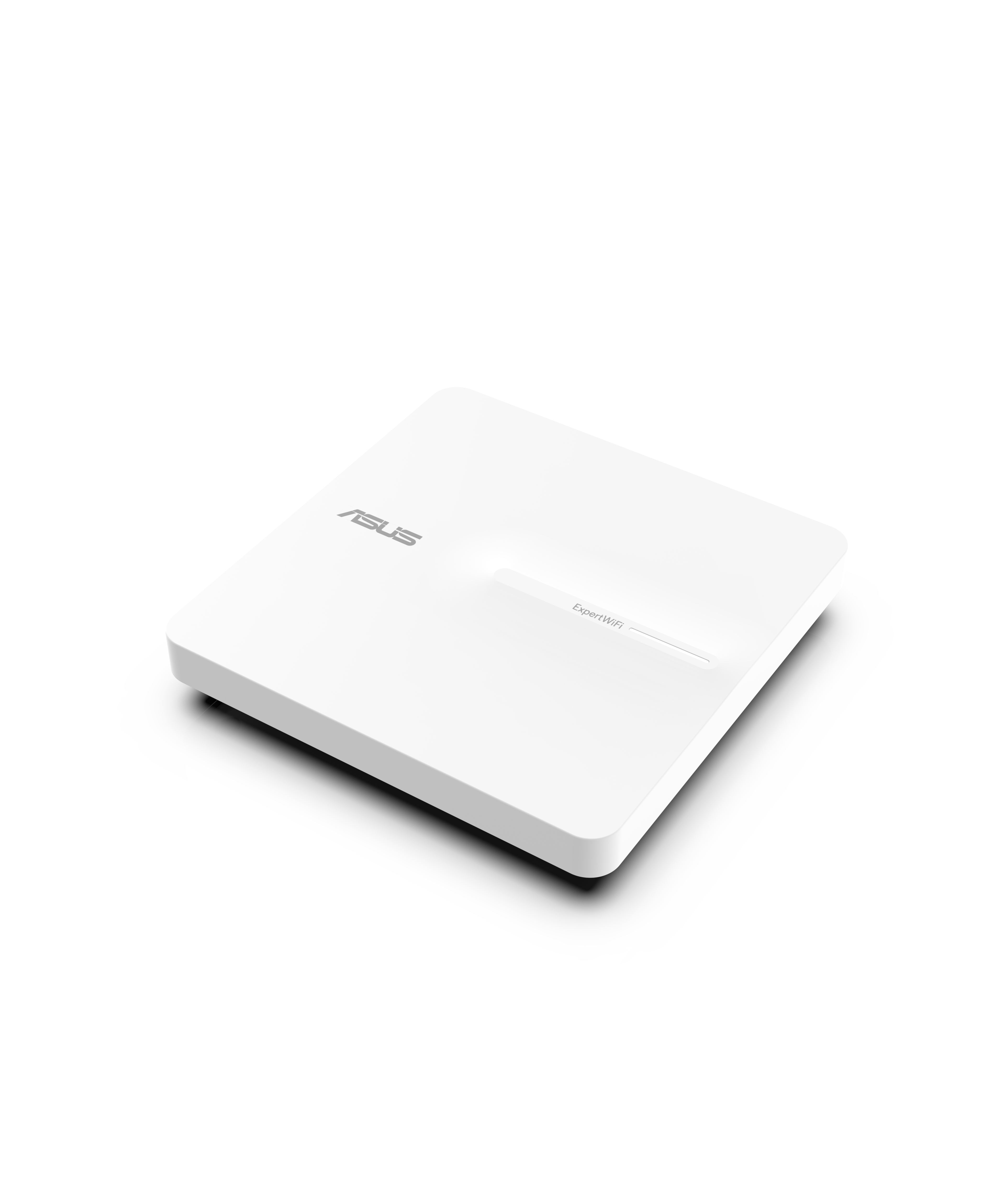 Ein weißes ASUS ExpertWiFi-Gerät auf weißem Hintergrund.