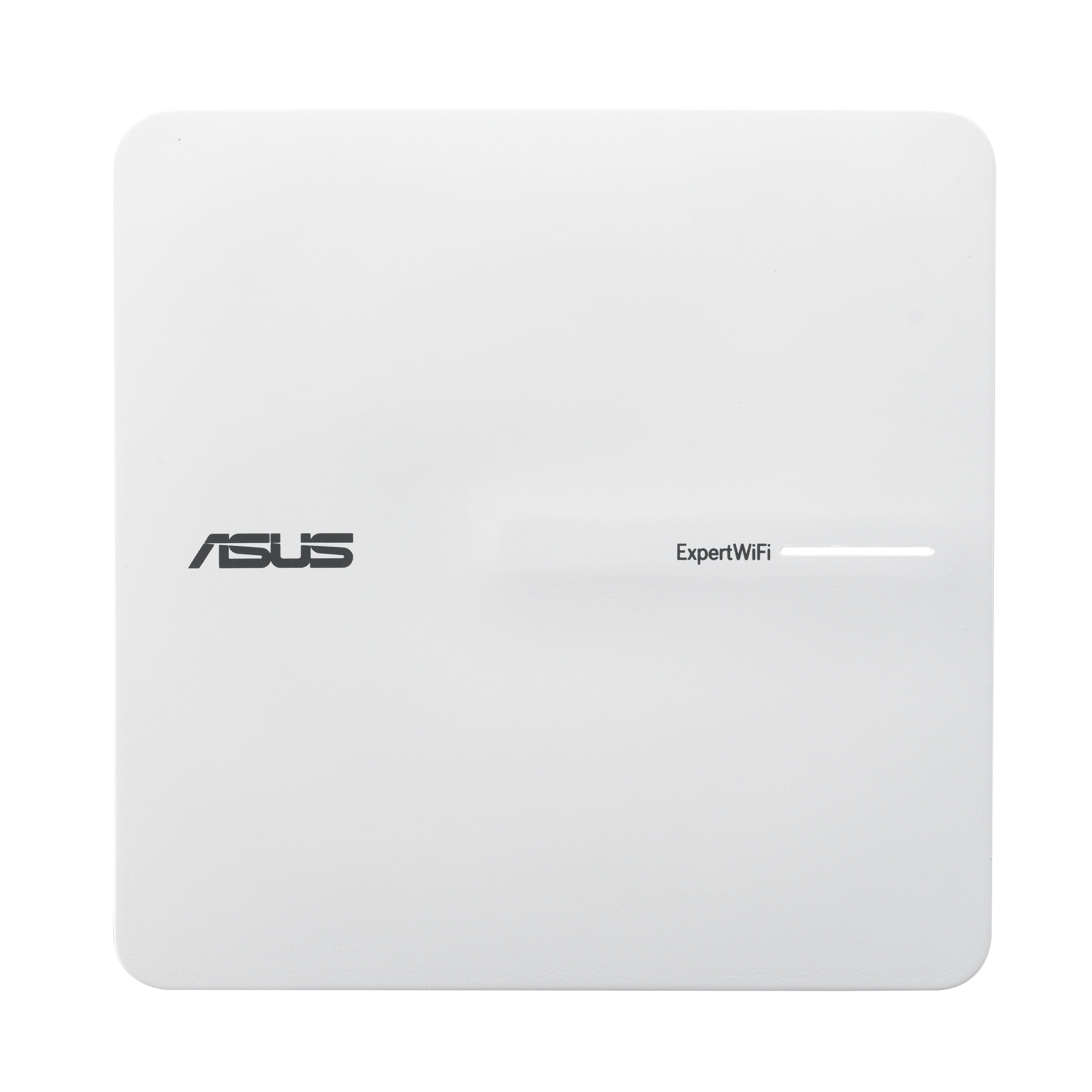 Ein weißes Asus ExpertWiFi-Gerät mit einem schmalen Schlitz.