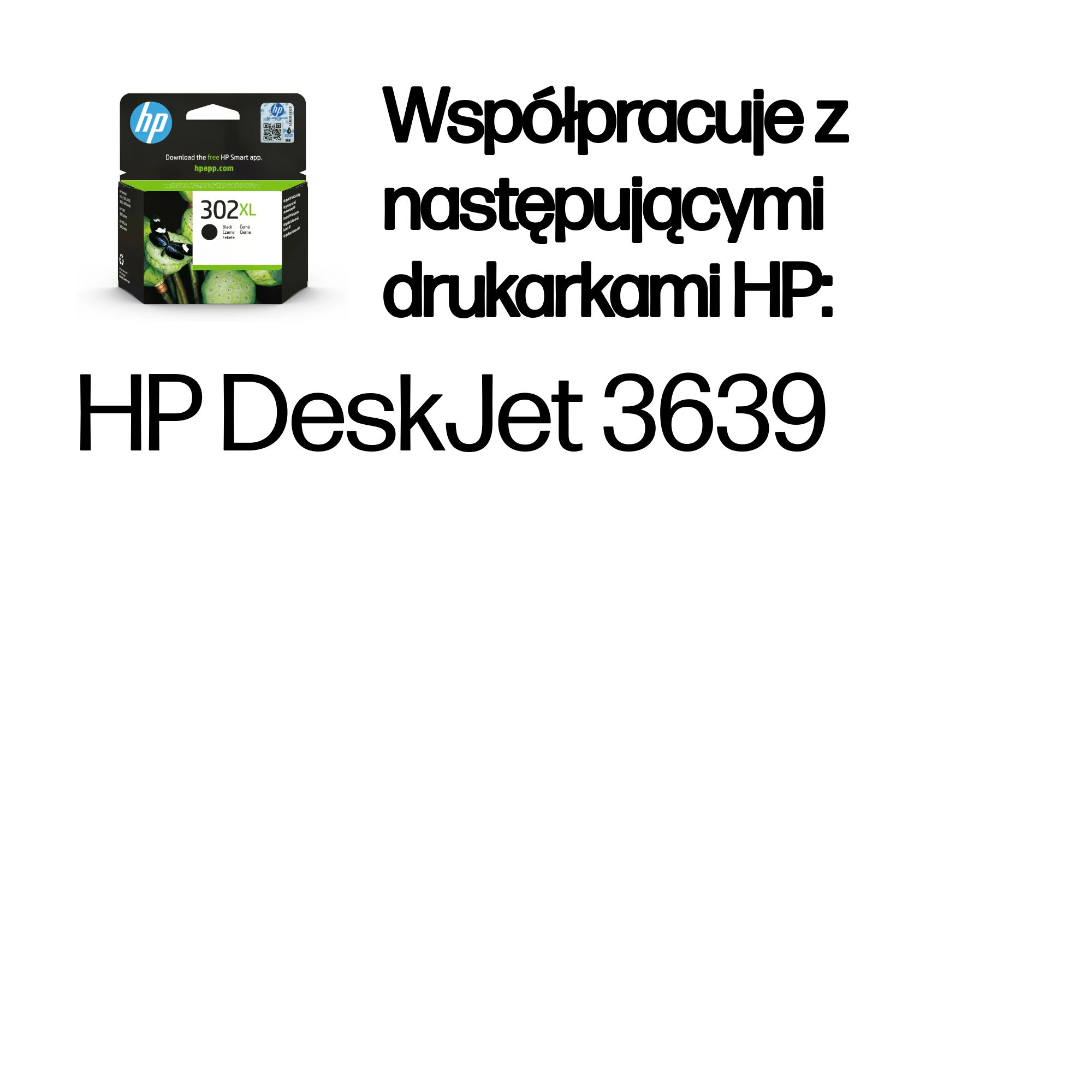 Tusz HP 302XL z motylem na pudełku. Kompatybilny z HP DeskJet 3639.
