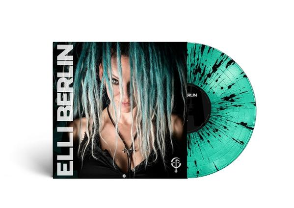 Schallplatte mit Elli Berlin und grüner Vinyl mit schwarzen Spritzern.